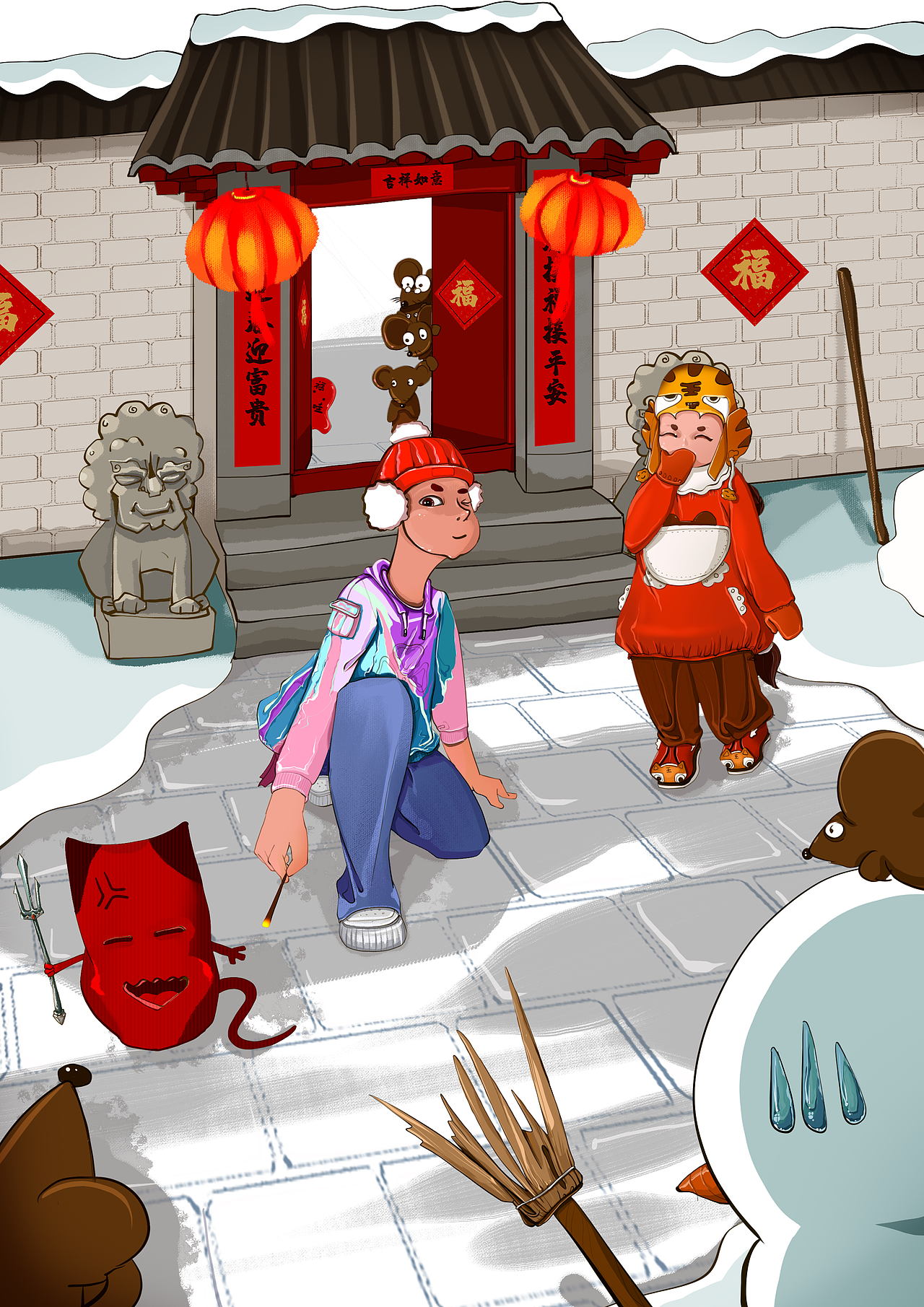 新年插画（图ZMTg5Njk0NDA4） - 艺术插画 - 站酷设计师小胡的小饶原创素材 - 站酷ZCOOL