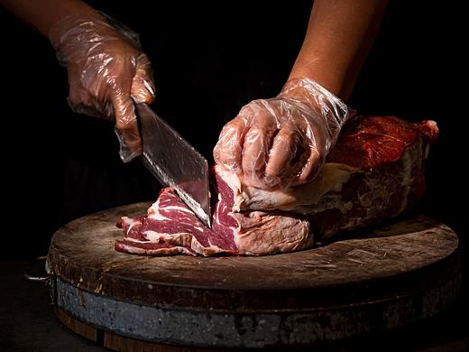 美食摄影烤肉烤串手切肉