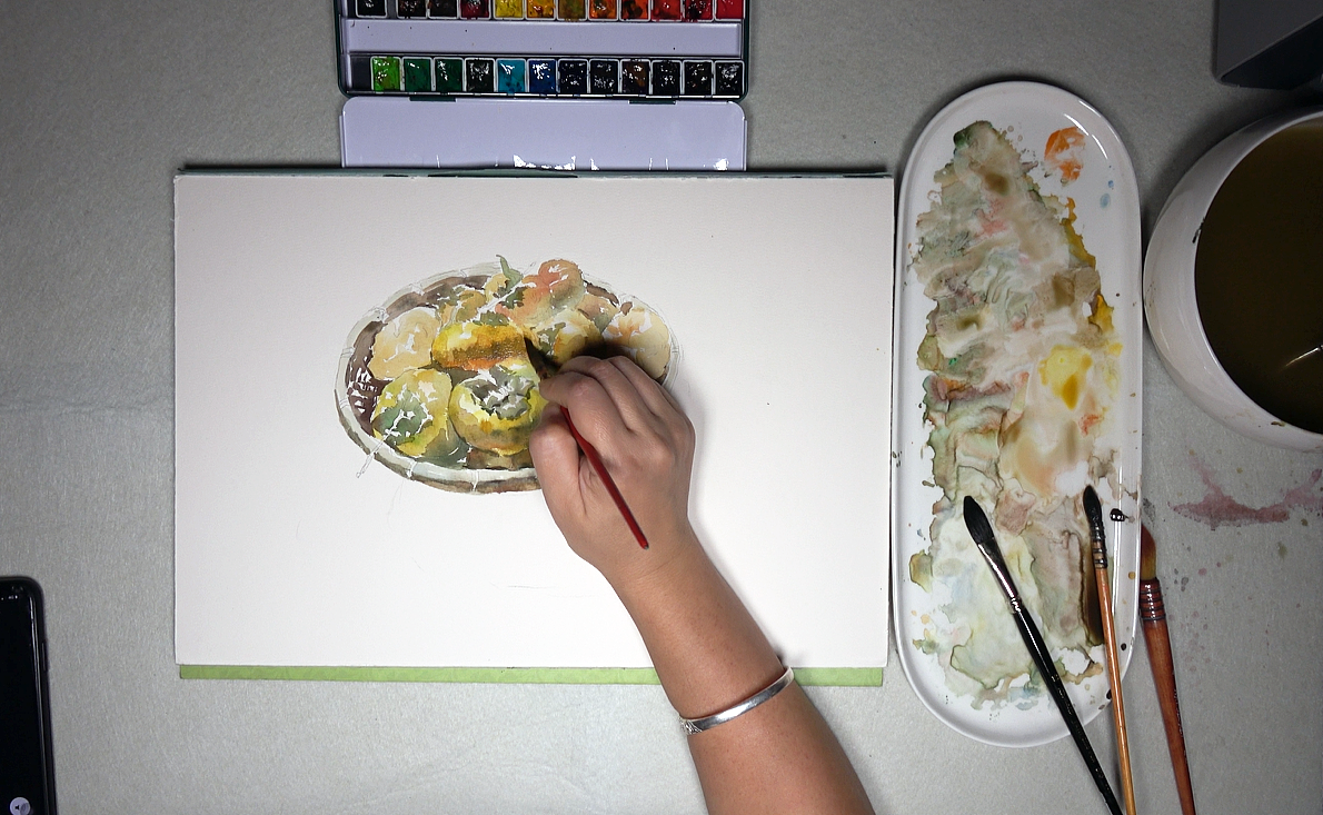 一篮柿子（图ZMTgyOTk3ODQ4） - 绘画 - 站酷设计师萃艺博课堂原创素材 - 站酷ZCOOL