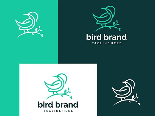 【素材】线性鸟logo标志AI格式