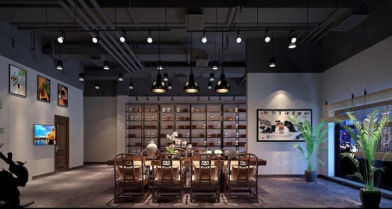 二层养生茶店面