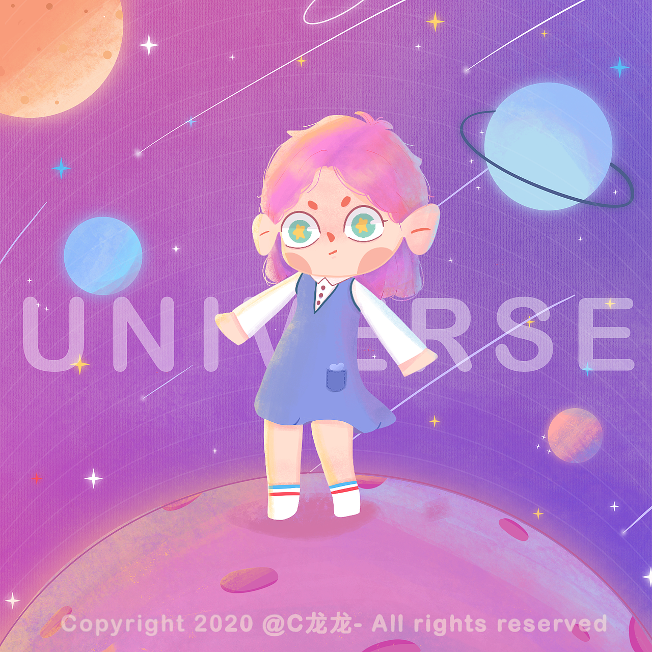 ipad插画-宇宙女孩