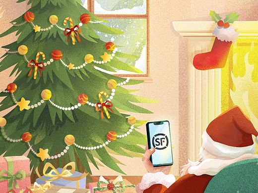 顺丰速运 圣诞H5插画