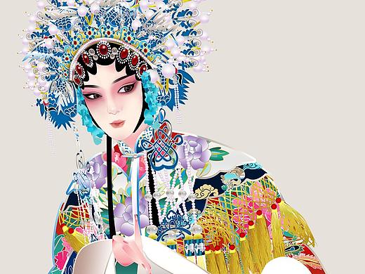 京剧矢量插画插图《贵妃醉酒》戏曲人物京剧人物