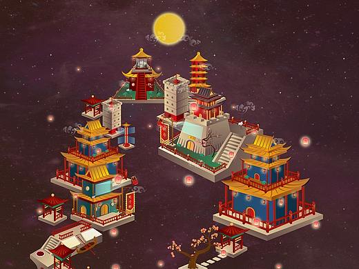 中国风纪念碑谷插画
