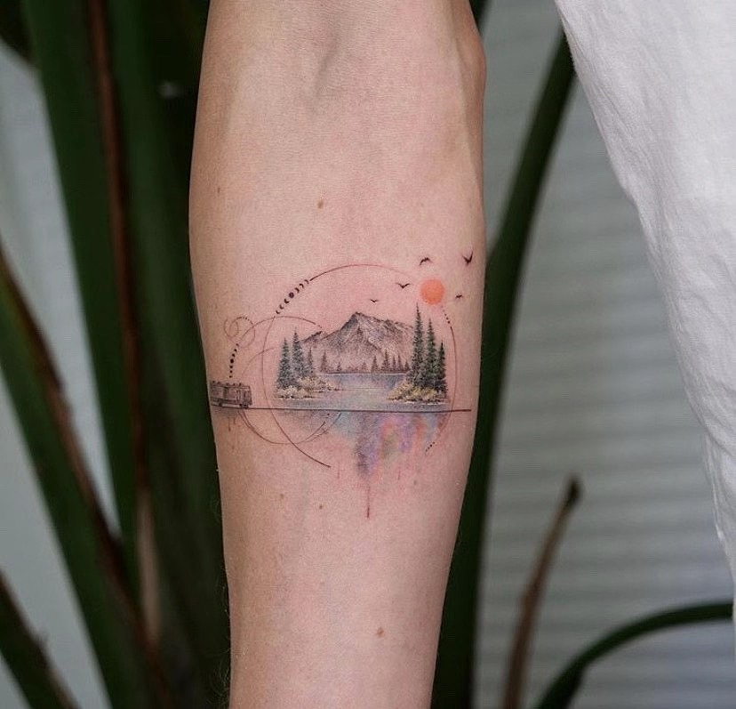 小清新和细节彩色纹身合集彩色字母一字一色.手腕的彩