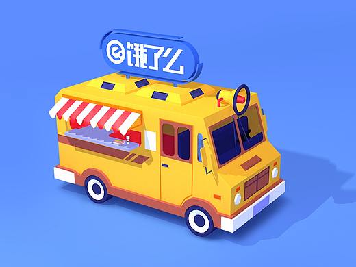 C4D练习    饿了么-卡通外买小黄车 
