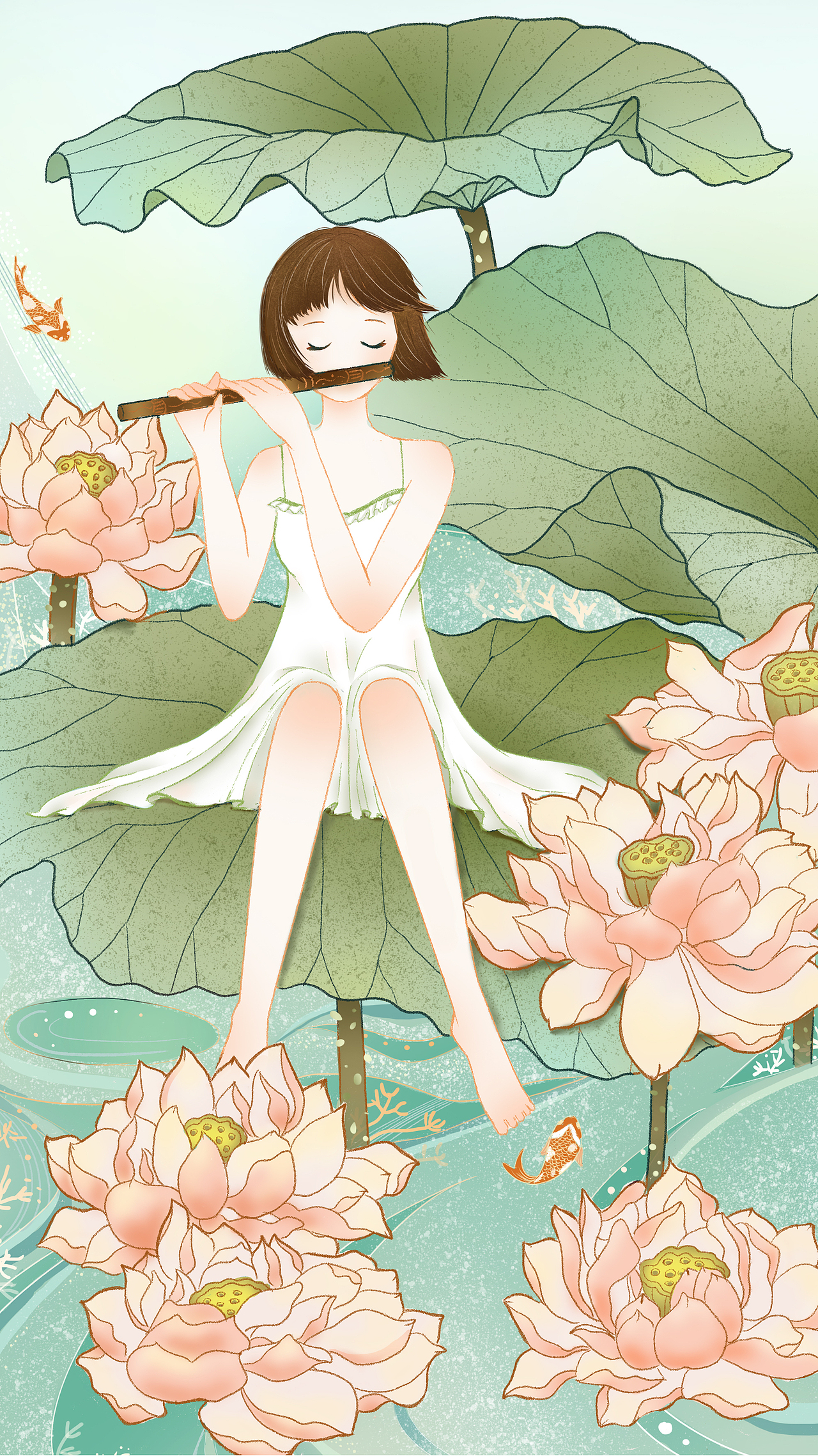 荷花 荷叶 女孩（图ZMjM2NjQ0NTA4） - 创作习作 - 站酷设计师顾袁夏子原创素材 - 站酷ZCOOL