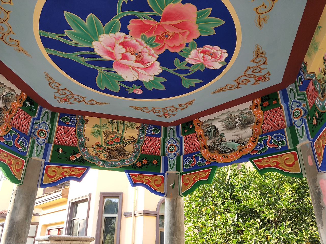 仿古建筑凉亭彩绘