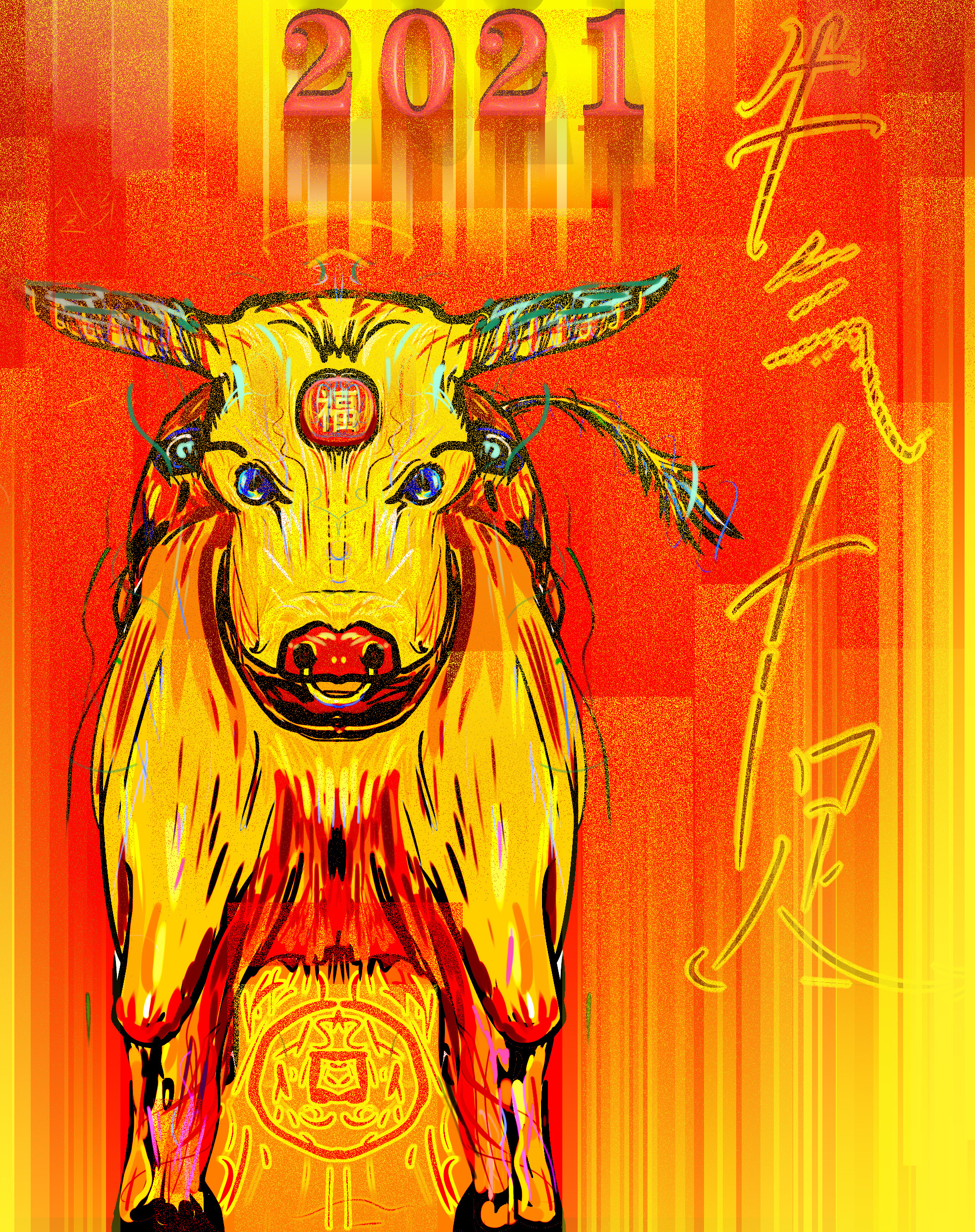 金牛|插画|创作习作|熬山禾 - 原创作品 - 站酷 (zcool)