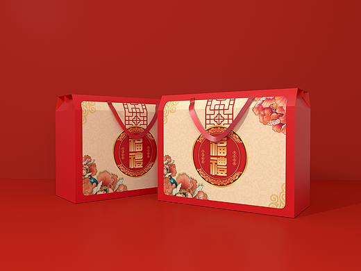 高端大气喜庆新年节日礼盒、烘焙食品零食土特产包装盒