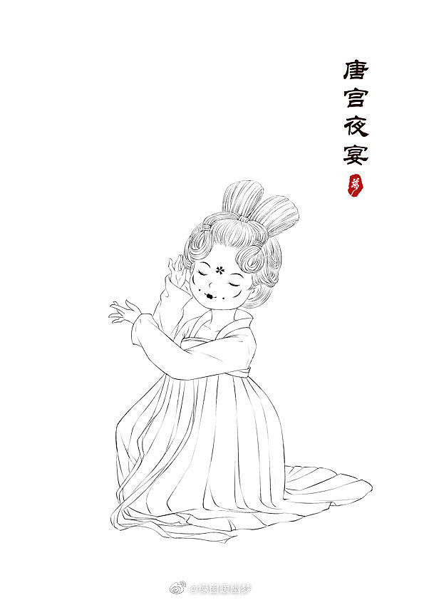 唐宫夜宴小姐姐-同人插画|插画|创作习作|绿窗暖幽梦 - 原创作品