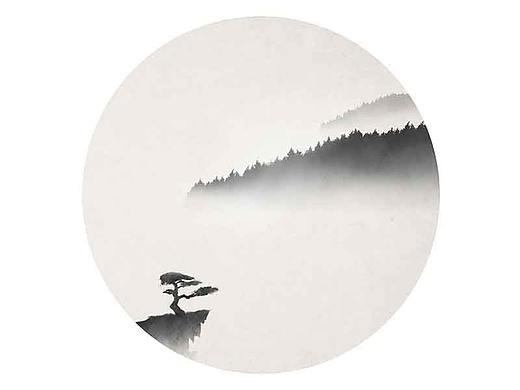 新中式圆形山水