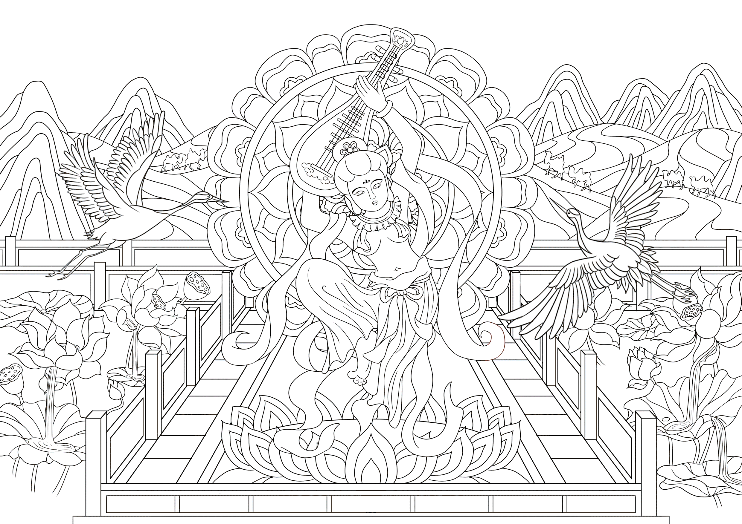 敦煌风文创插画｜青玉反弹琵琶（图ZMjgzOTc2NzEy） - 商业插画 - 站酷设计师筱梨子原创素材 - 站酷ZCOOL