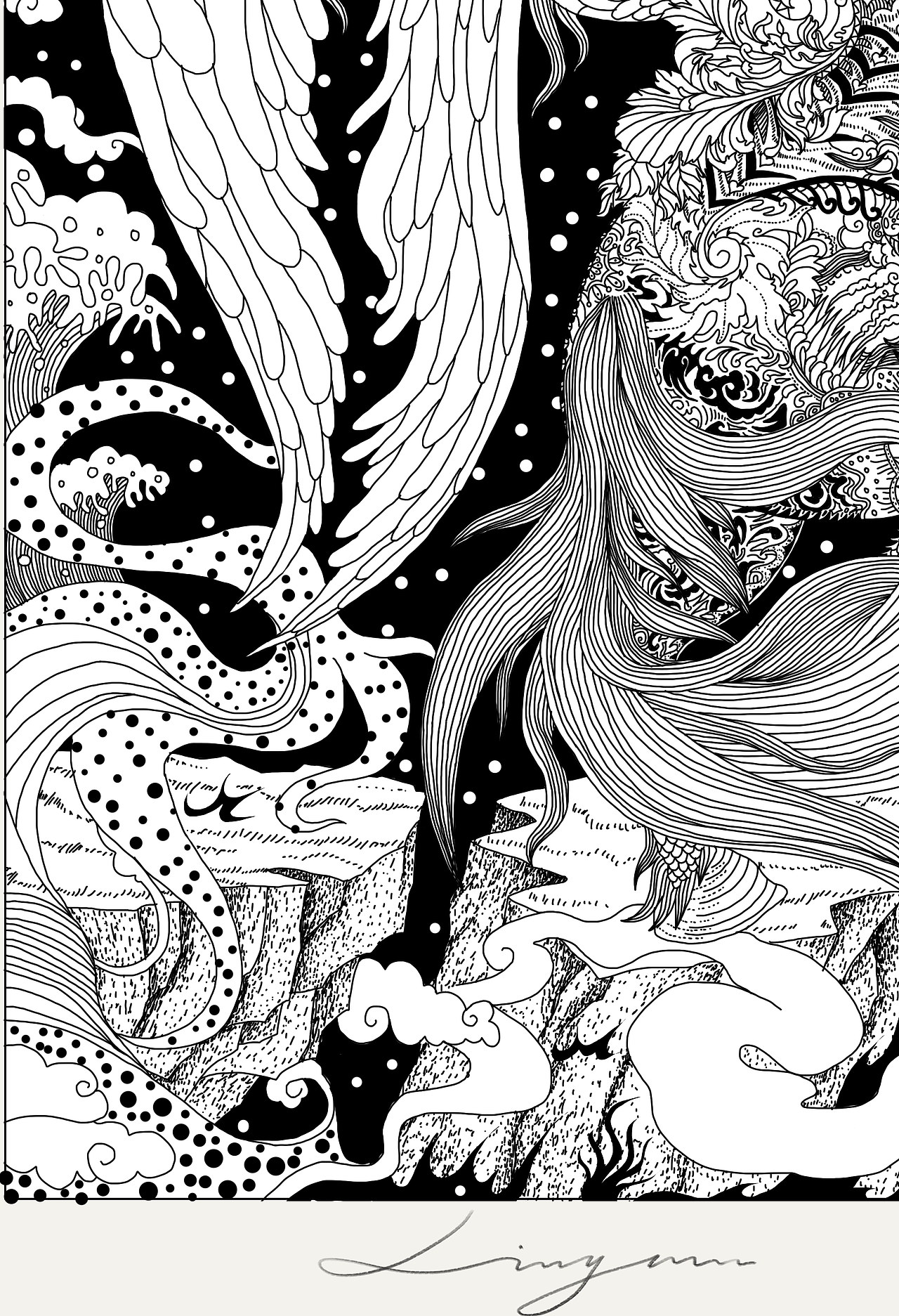 两幅黑白画，业余时间画了两个月 .（图ZNzI5MDg0NzY=） - 商业插画 - 站酷设计师刘玉武lyw原创素材 - 站酷ZCOOL