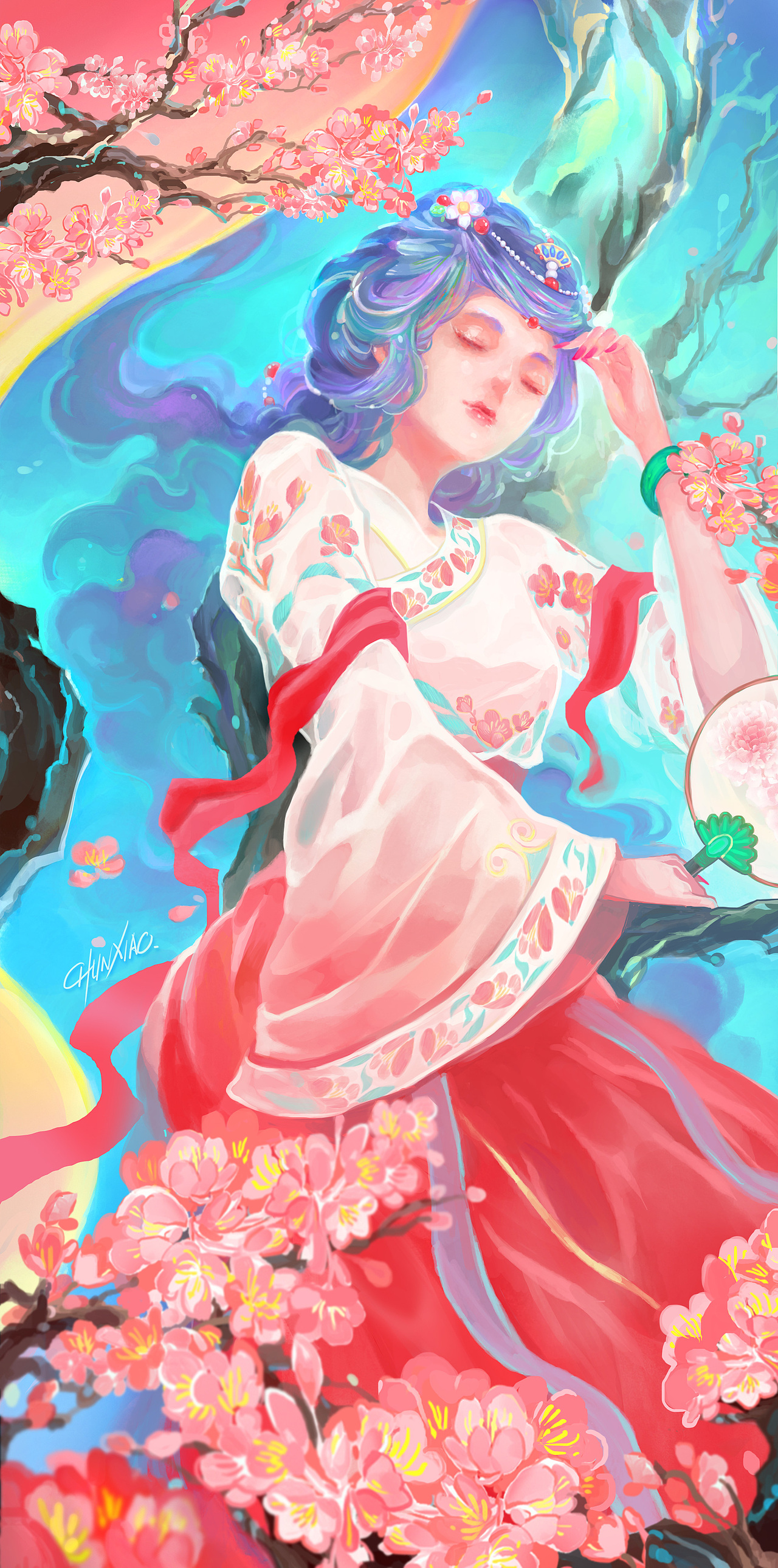 桃之夭夭，灼灼其华（图ZOTY0NTg1MTY=） - 创作习作 - 站酷设计师chunxiao_春晓原创素材 - 站酷ZCOOL