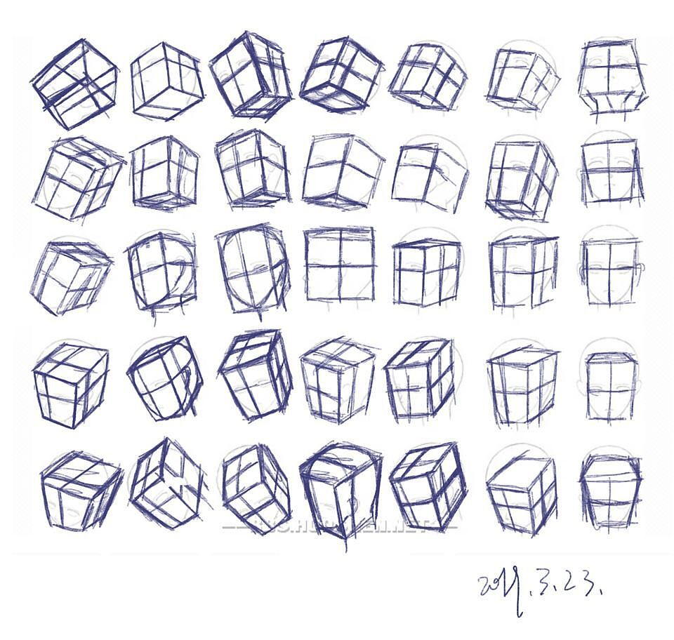 ipad手绘一组人体透视人像头像练习