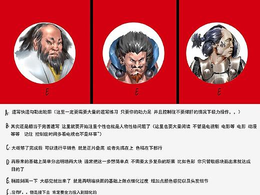 速写红底头像步骤分享