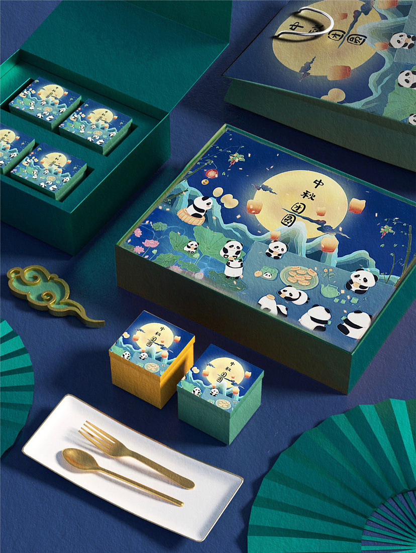 中秋节插画月饼礼盒