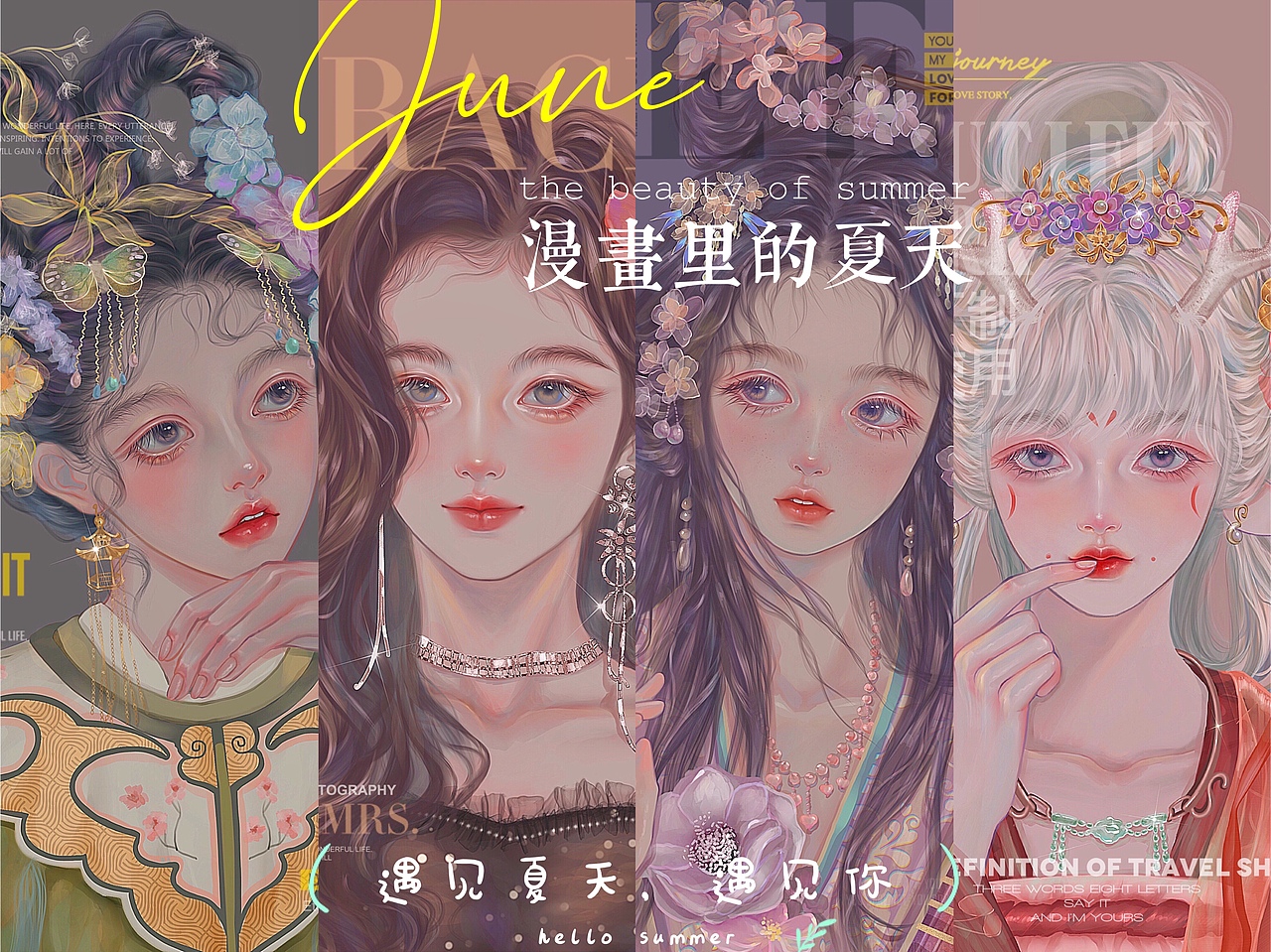 绝美古风头像插画