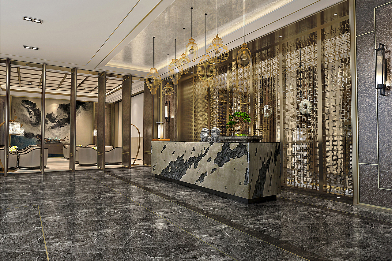 鄭州新中式奢華集團(tuán)辦公室裝修效果圖-宏鈺堂裝修公司（圖ZMTkyNjY5OTc2） - 家裝設(shè)計 - 站酷設(shè)計師辦公裝修設(shè)計公司原創(chuàng)素材 - 站酷ZCOOL