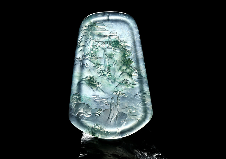 聚翠光廊——玻璃底飘花 一心向佛山水牌