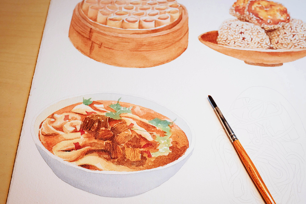 山西美食-水彩插画（图ZMjM0MTQ0MDM2） - 艺术插画 - 站酷设计师lanskiplanet原创素材 - 站酷ZCOOL