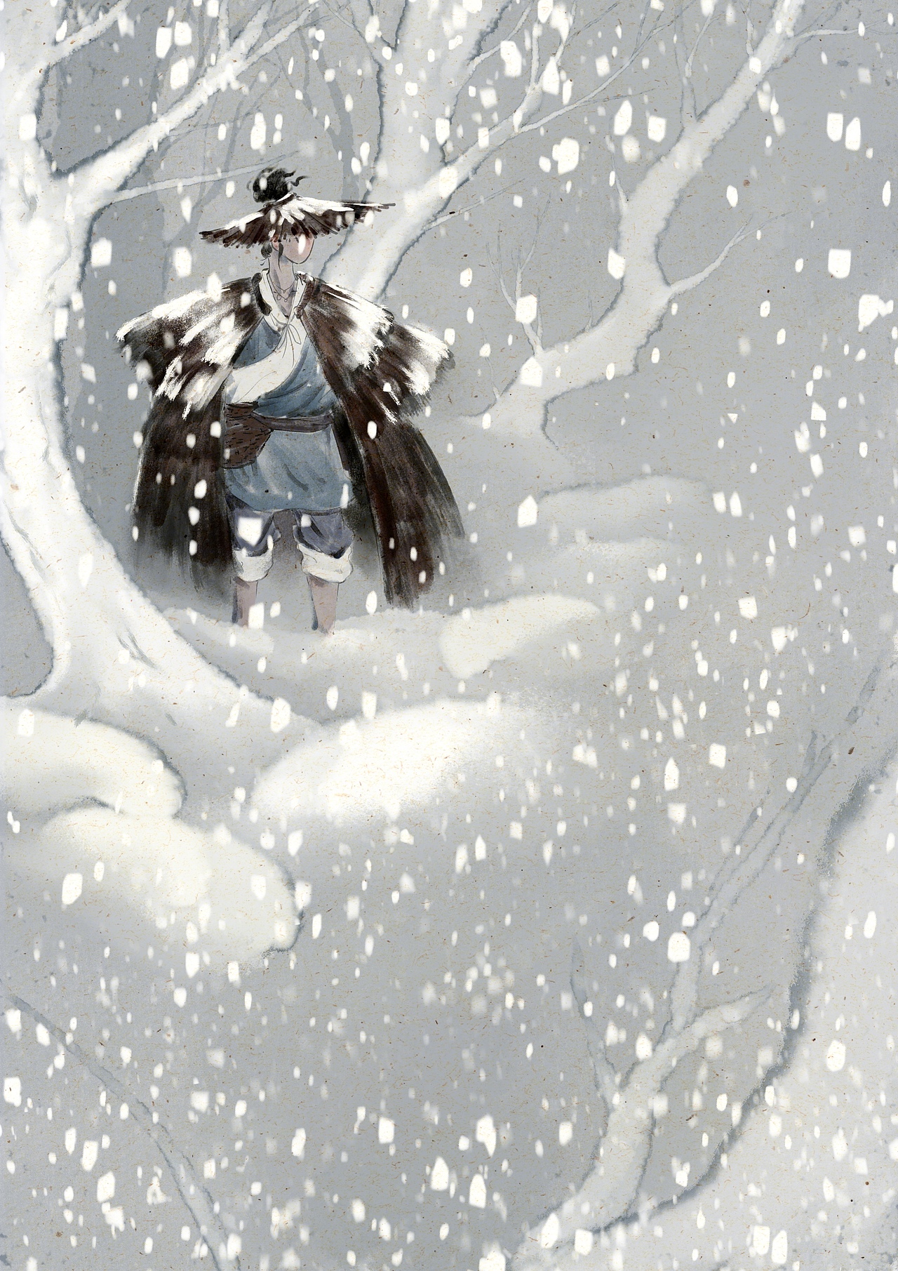 山里下雪的时候突然想去钓鱼