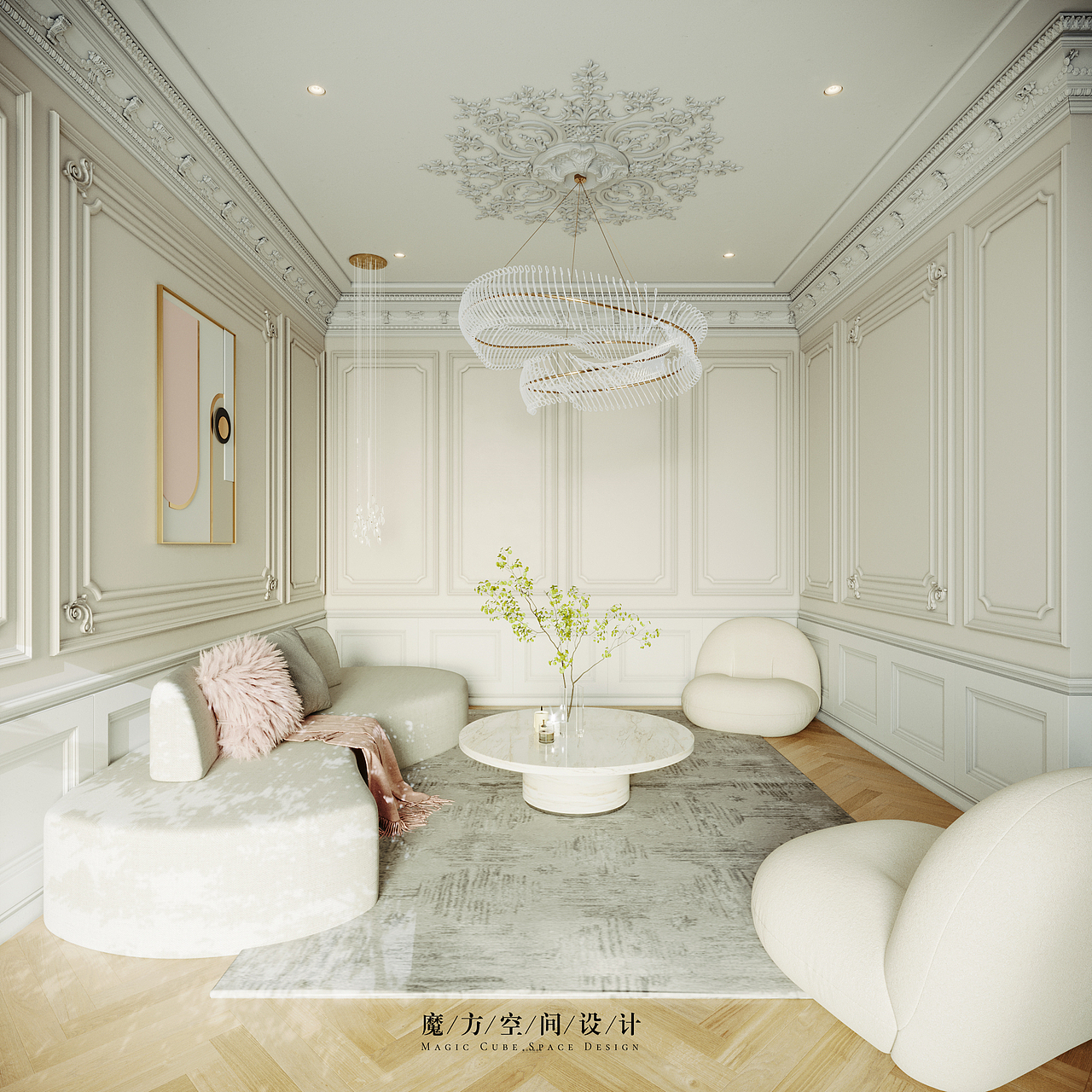 【魔方】法式轻奢•贵州遵义别墅项目（图ZMjE2NzMxOTY0） - 家装设计 - 站酷设计师魔方空间设计原创素材 - 站酷ZCOOL