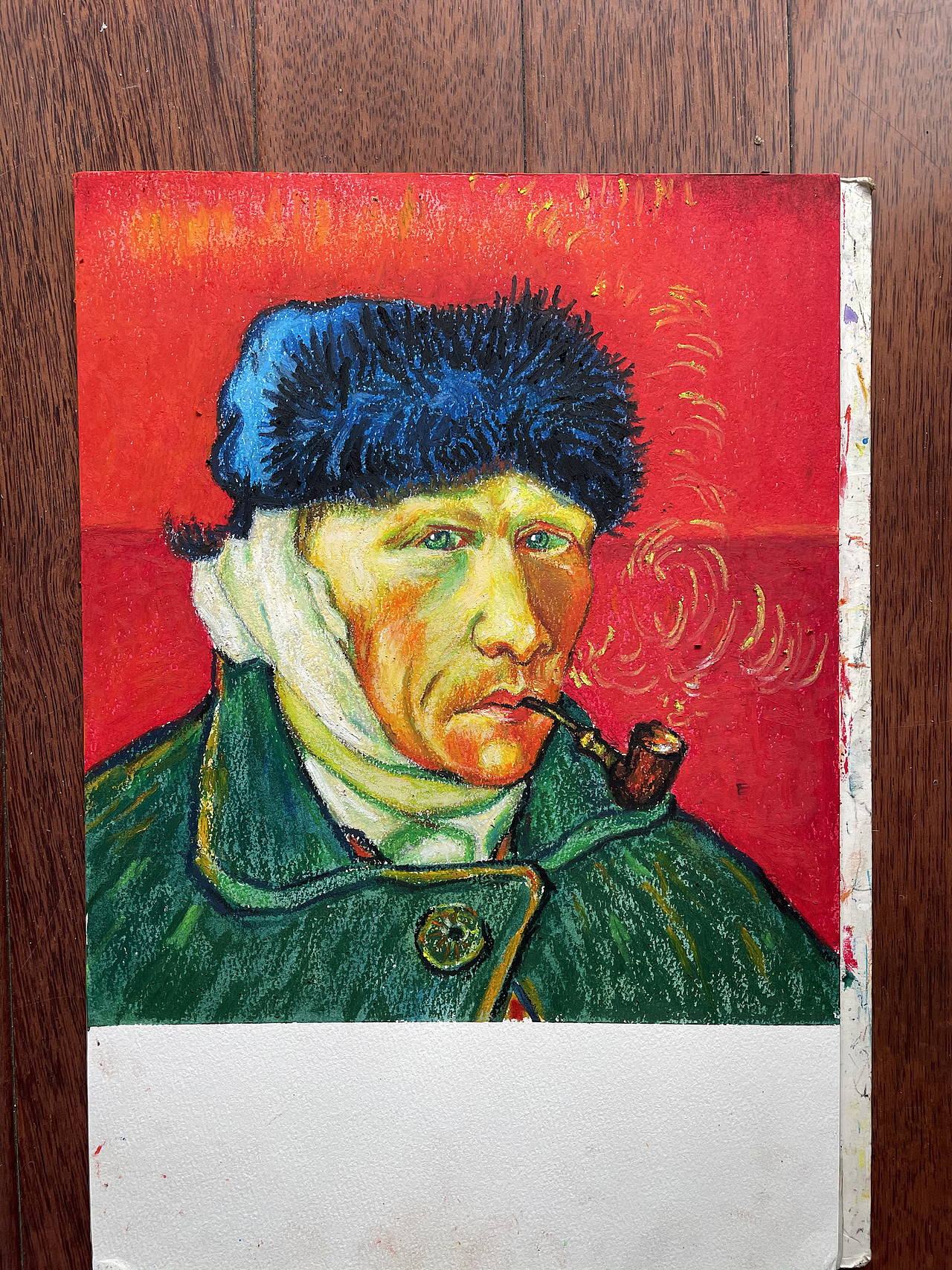 油画棒教程分享之梵高自画像（图ZMjM3NDI5ODQ0） - 绘画 - 站酷设计师慕渔艺术原创素材 - 站酷ZCOOL