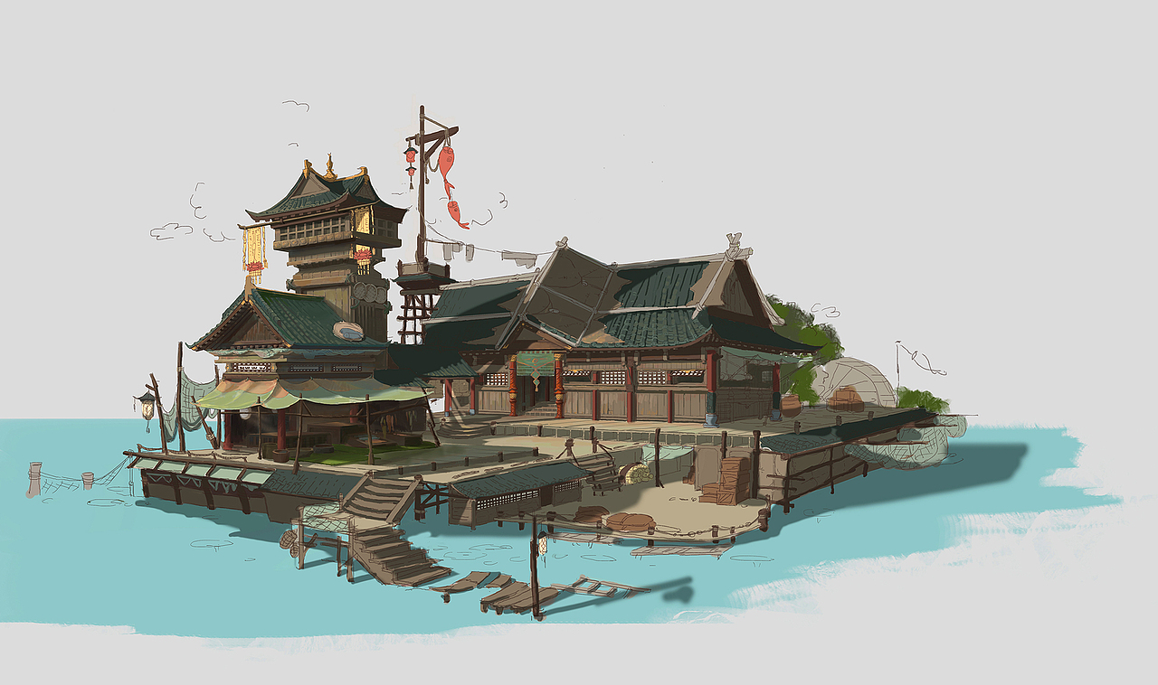 中国风建筑《渔》