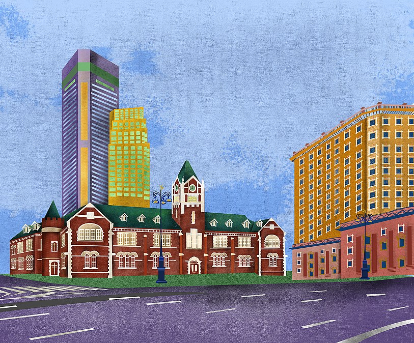 大连手绘景点合集大连地铁app碳减排活动