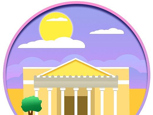 城市插画，家里点小小的动画