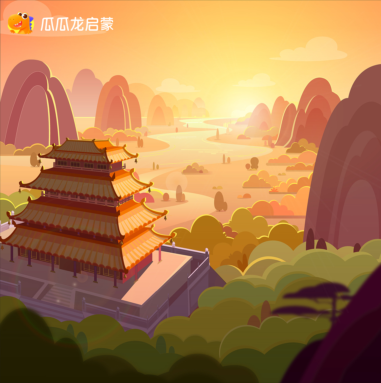 意境之美！插画同学们快来和瓜瓜龙一起唱响语文儿歌（图ZMjQ4MDgyMzM2） - 儿童插画 - 站酷设计师瓜瓜龙REX原创素材 - 站酷ZCOOL