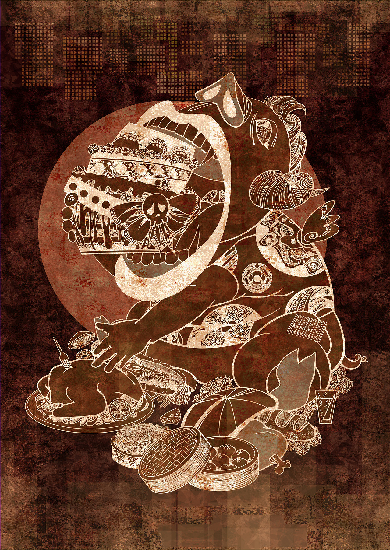 纹·饰 - 个人插画集丨七宗罪 - 暴食|插画|创作习作|倚暝看jayne