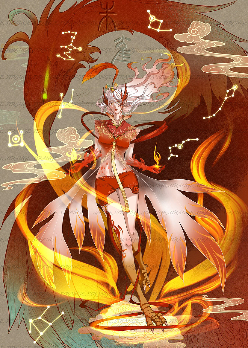 灵感来源于四方神兽的拟人化展现.个人原创于2022年五月.