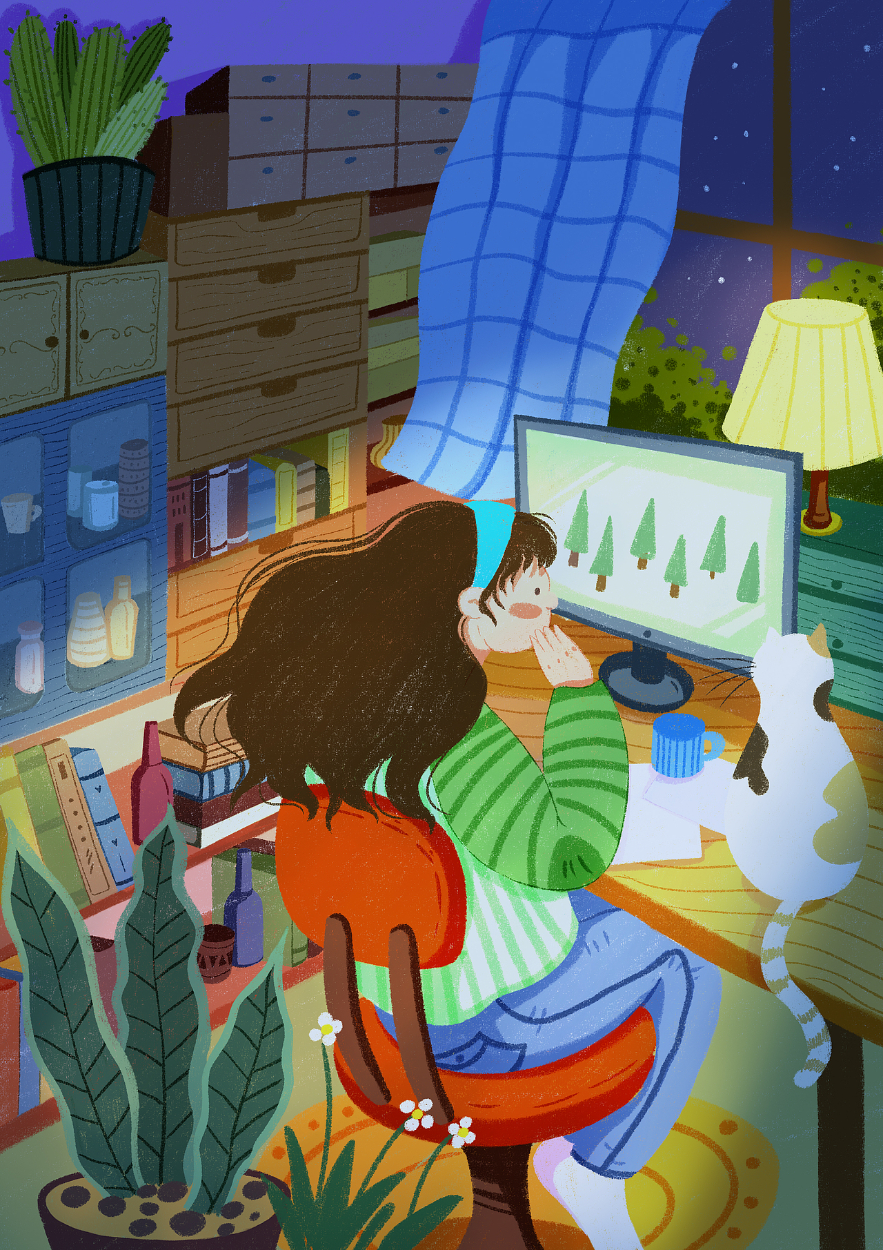 原创插画|一起学习