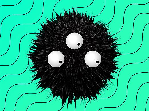 AI可爱黑色毛绒小怪物