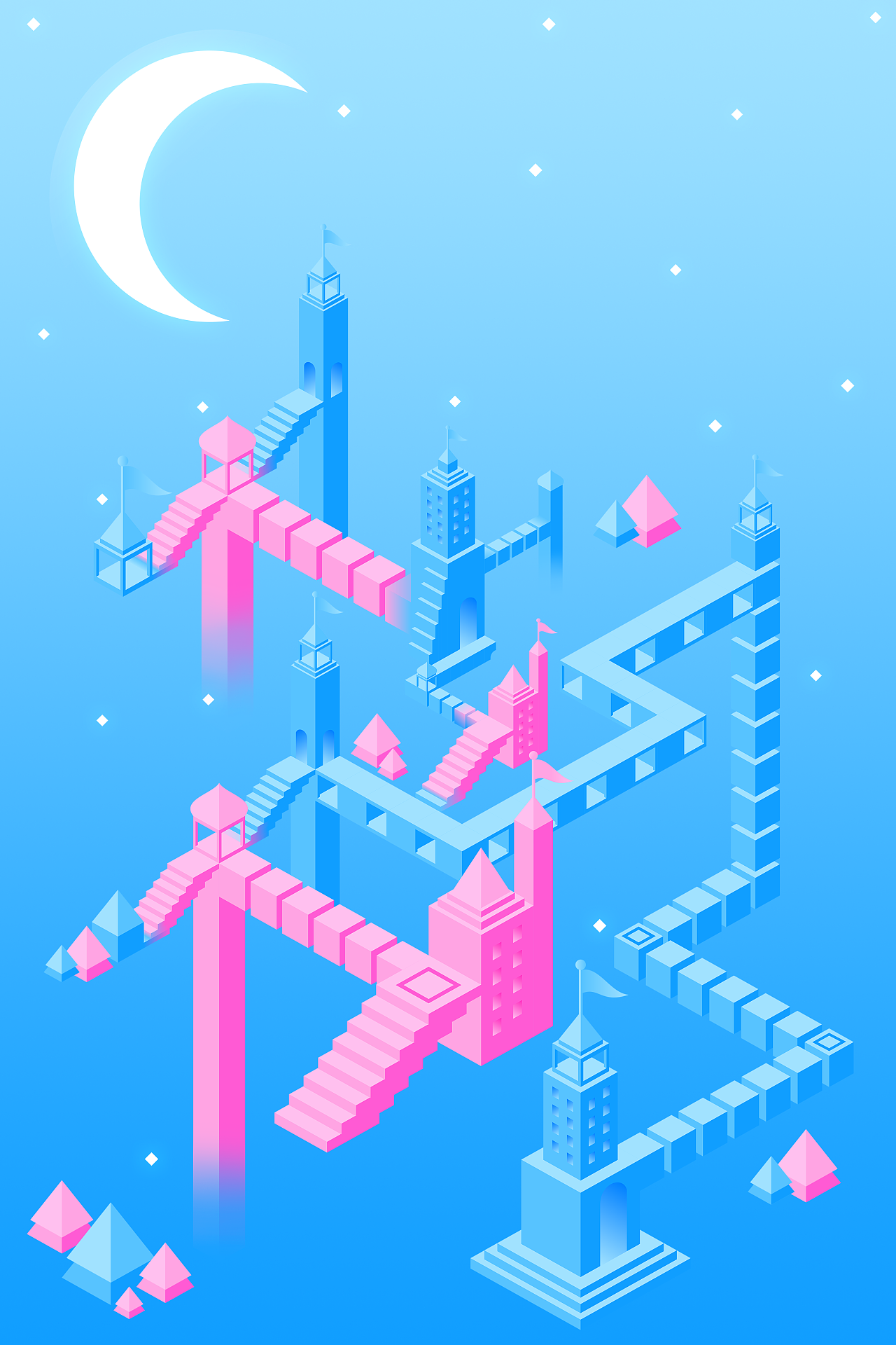 2.5d插画 纪念碑谷