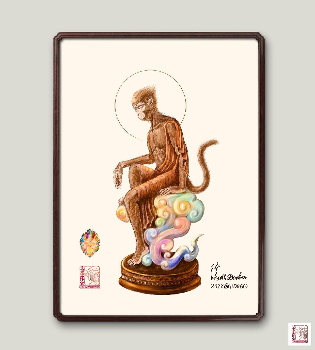 坐七彩祥云悟空