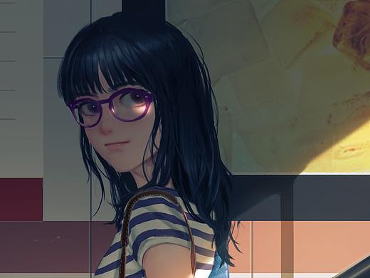 地铁口的她