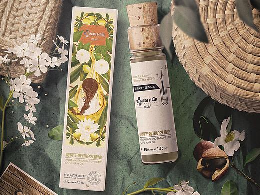 域发 洗护系列产品 刺阿干奢润护发精油包装设计