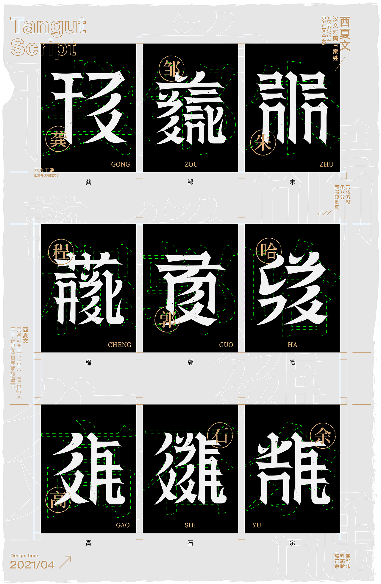 西夏文百家姓字体设计