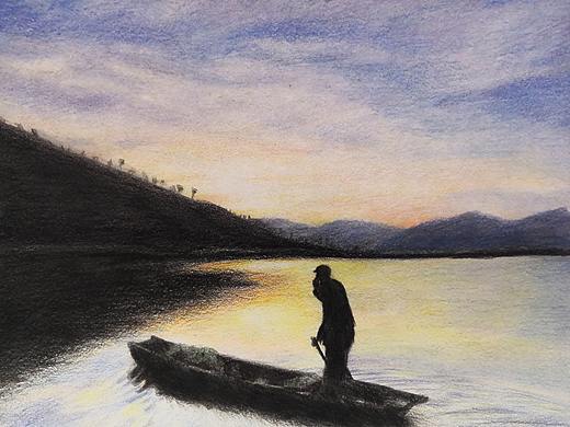 彩铅风景《泸沽湖》（个人主页-ZMzgzNTI5NjQ=） - 绘画 - 站酷设计师amy嗳芋原创素材 - 站酷ZCOOL