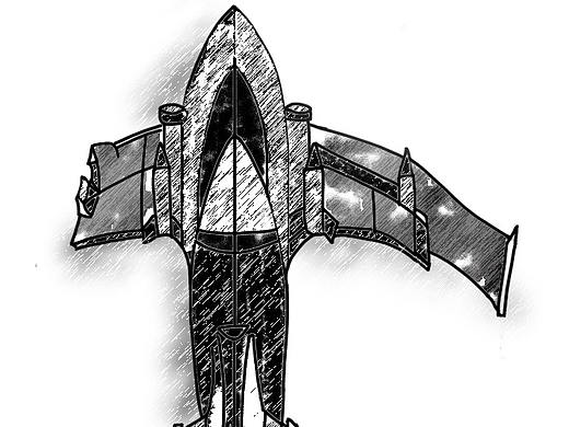 创意画-断翼飞机