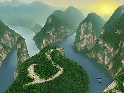 #AI創(chuàng)作實(shí)驗(yàn)室#李白《《望天門山》》（個(gè)人主頁-ZNjI5NDUzMDQ=） - AI作品 - 站酷設(shè)計(jì)師胡蘿卜肉泥原創(chuàng)素材 - 站酷ZCOOL