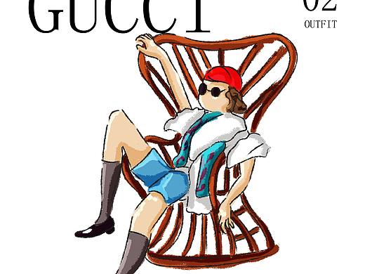 gucci模特轉(zhuǎn)插畫（個人主頁-ZNTAyNjIyMTI=） - 創(chuàng)作習(xí)作 - 站酷設(shè)計師NEENE畫芽原創(chuàng)素材 - 站酷ZCOOL