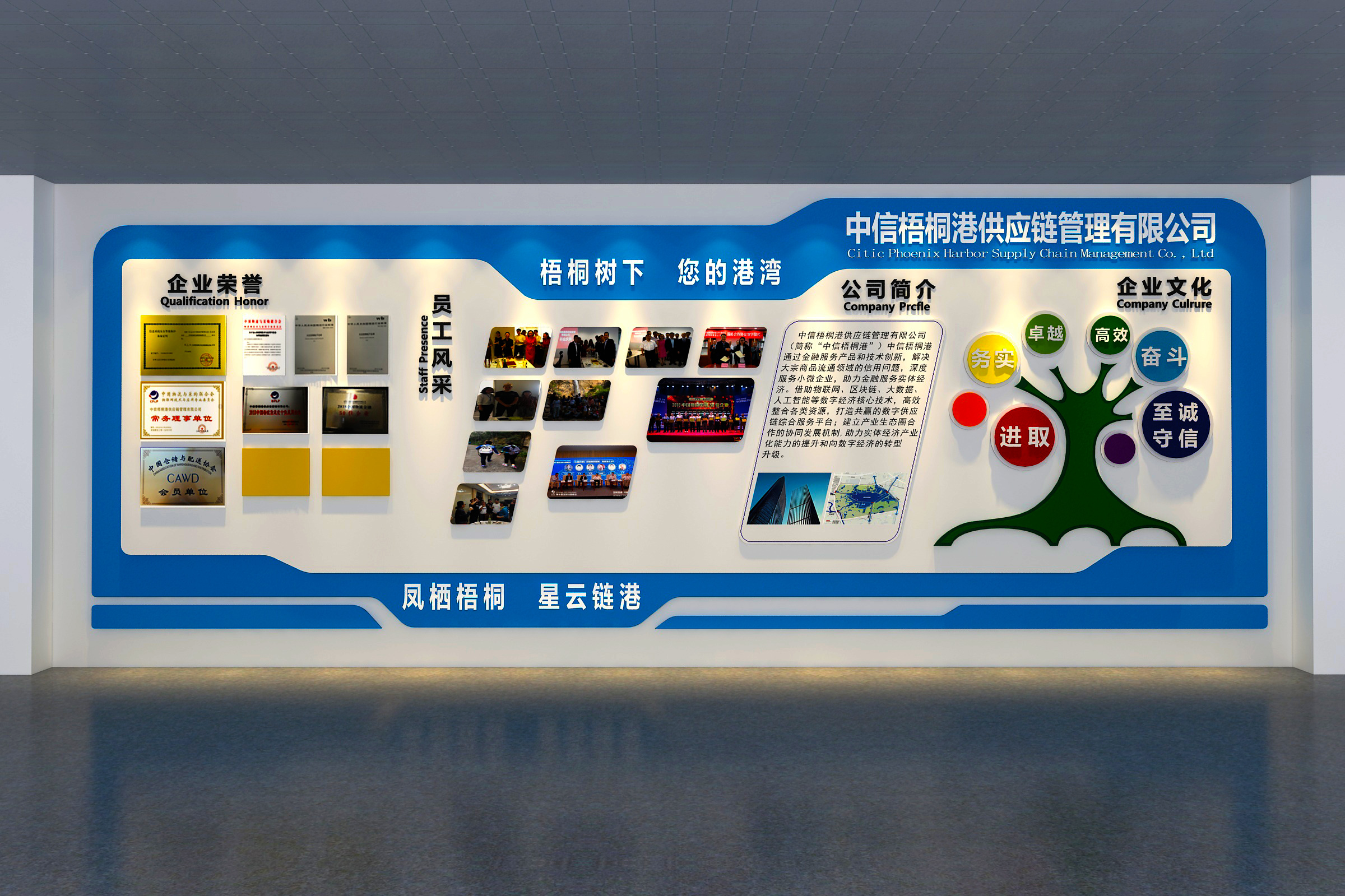 3dmax中信梧桐港企业文化墙展墙设计