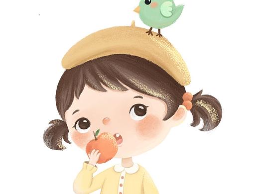 儿童插画 可爱小女孩（个人主页-ZNDMxOTY2NDA=） - 儿童插画 - 站酷设计师鹿bebe原创素材 - 站酷ZCOOL