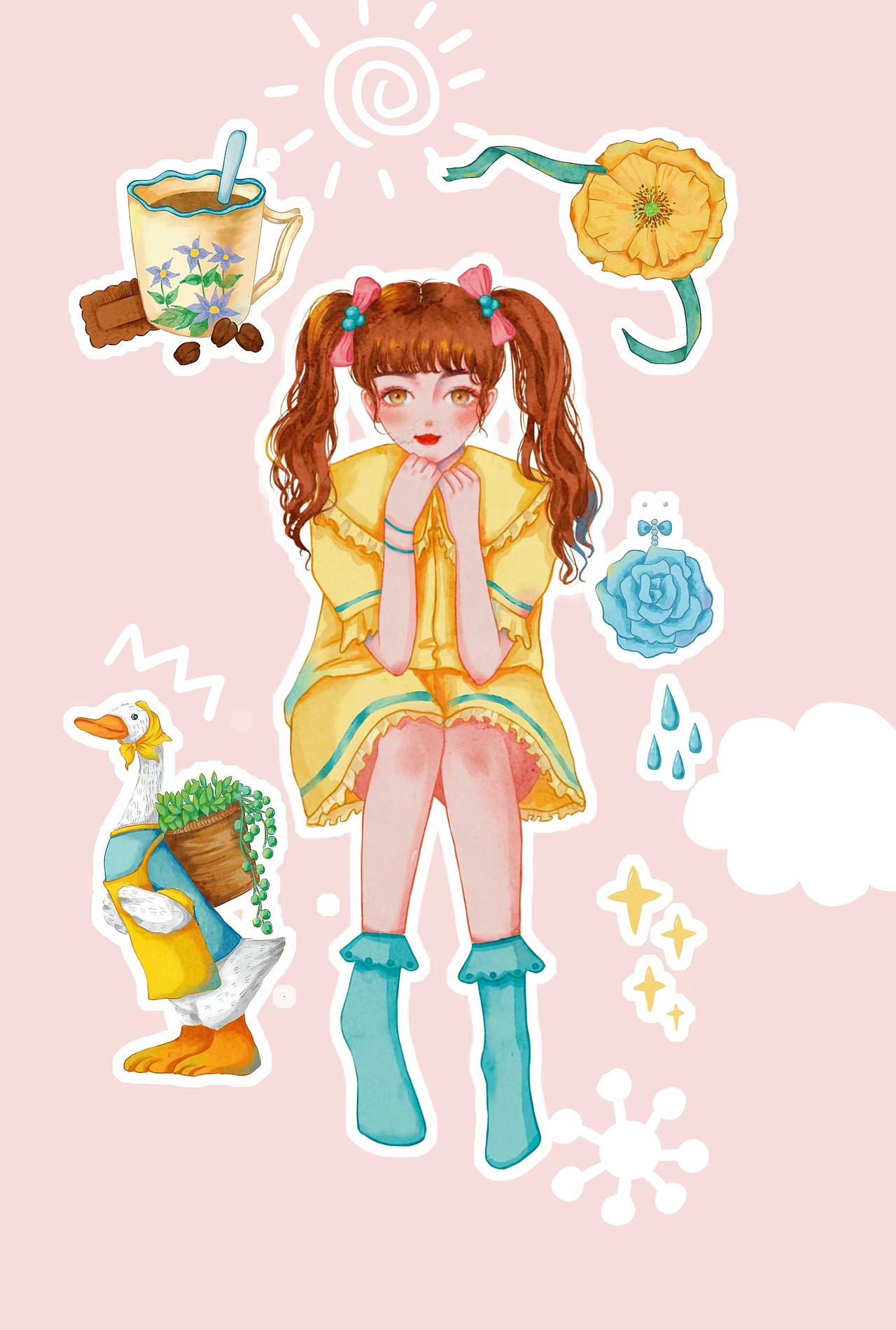 一组春天气息的少女